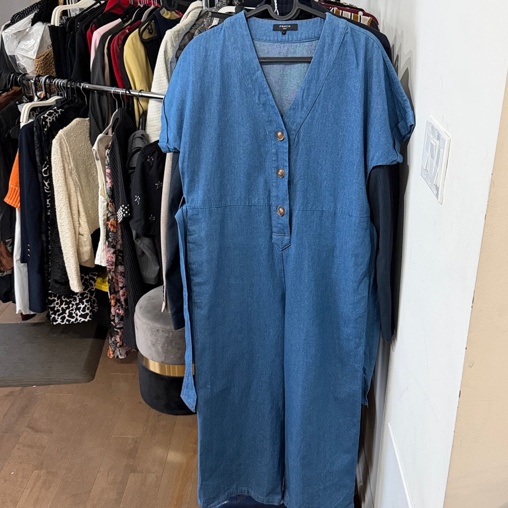 FRENCH Blue Button-Up Jumpsuit - Picture 2 of 9